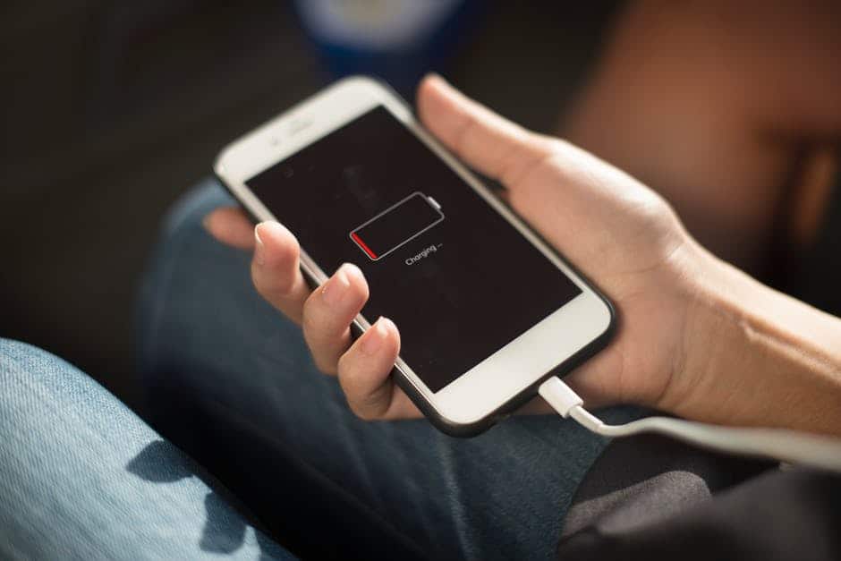 iphone with low battery indicator