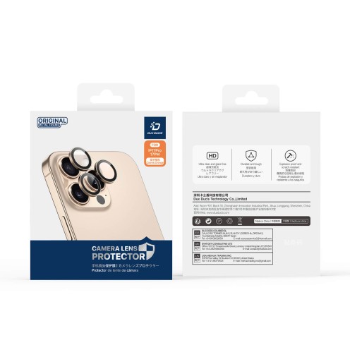 DuxDucis - Hawk Series - Camera Lens Protector With Fitting Guide - For iPhone 17 Pro / 17 Pro Max - Deep Blue