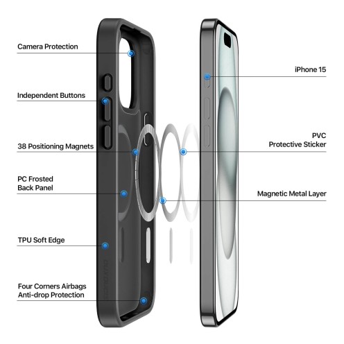 DuxDucis - Magsafe Case - Yind Series - For iPhone 15 - Black