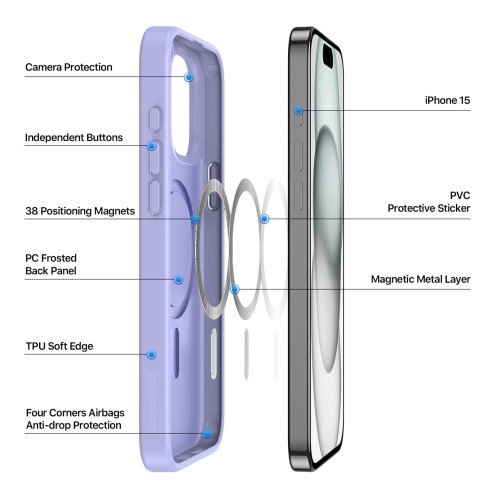 DuxDucis - Magsafe Case - Yind Series - For iPhone 15 - Light Purple