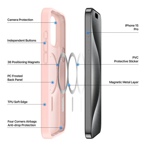DuxDucis - Magsafe Case - Yind Series - For iPhone 15 Pro - Light Pink