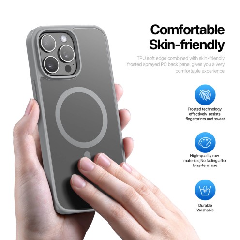DuxDucis - Magsafe Case - Yind Series - For iPhone 15 Pro Max - Grey