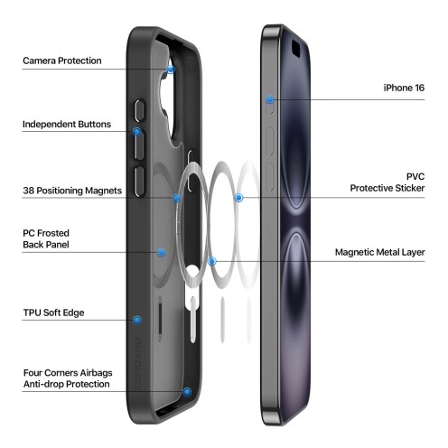 DuxDucis - Magsafe Case - Yind Series - For iPhone 16 - Black