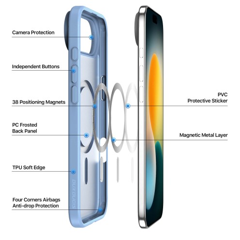 DuxDucis - Magsafe Case - Yind Series - For iPhone Air - Light Blue
