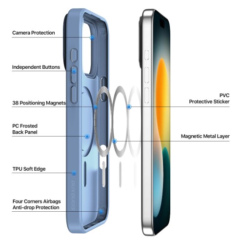 DuxDucis - Magsafe Case - Yind Series - For iPhone 17 Pro - Light Blue