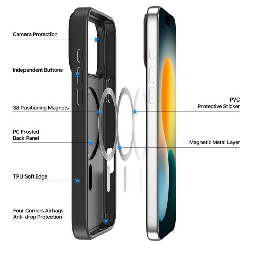 DuxDucis - Magsafe Case - Yind Series - For iPhone 17 Pro Max - Black