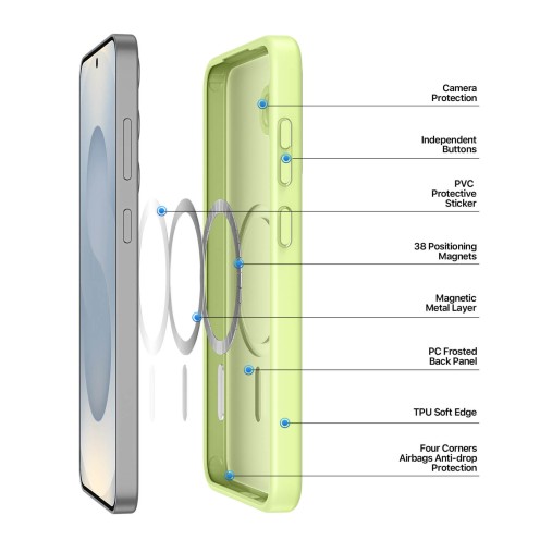 DuxDucis - Magsafe Case - Yind Series - For Samsung Galaxy S25 Plus - SM-S936 - Lime Green