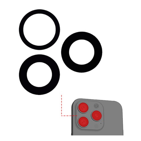 For iPhone 15 Pro Max - Rear Camera Lens With Adhesive - 3 Pieces - Sapphire Glass