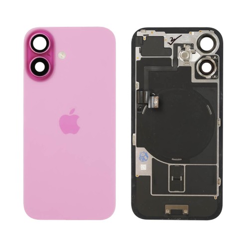For iPhone 16 - Back Glass With Wireless NFC Charging MagSafe Magnet & Flashlight Flex - Pink - Reclaimed