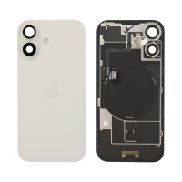 For iPhone 16 - Back Glass With Wireless NFC Charging MagSafe Magnet & Flashlight Flex - White - Reclaimed