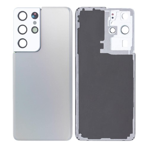 For Samsung Galaxy S21 Ultra 5G - SM-G998 - Back Cover Glass With Camera Lens - No Logo - Phantom Silver