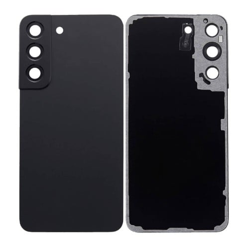 For Samsung Galaxy S22 - SM-S901 - Back Cover Glass With Camera Lens - No Logo - Phantom Black For Samsung Galaxy S22 - SM-S901 - Back Cover Glass With Camera Lens - No Logo - Phantom Black