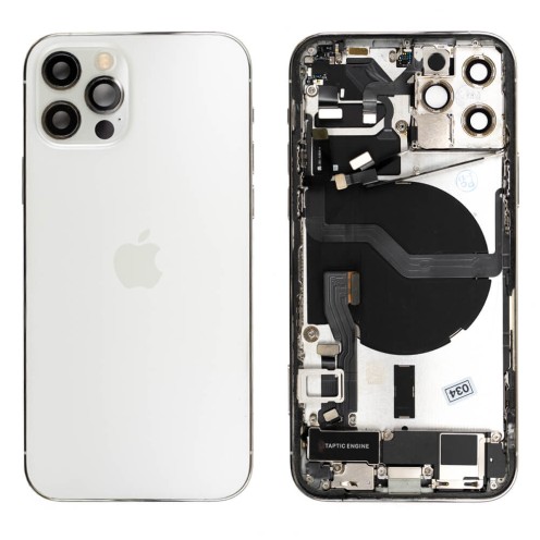 Genuine iPhone 12 Pro - Rear Housing Assembly With Parts - Silver/White - Reclaimed - Grade A