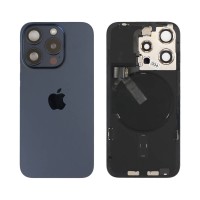 Genuine iPhone 15 Pro - Back Glass With Wireless NFC Charging MagSafe Magnet & Flashlight Flex - Blue - Reclaimed