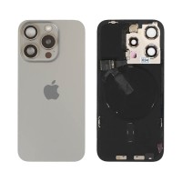 Genuine iPhone 15 Pro - Back Glass With Wireless NFC Charging MagSafe Magnet & Flashlight Flex - Natural Titanium - Reclaimed