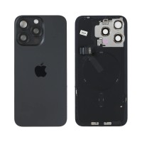 Genuine iPhone 15 Pro Max - Back Glass With Wireless NFC Charging MagSafe Magnet & Flashlight Flex - Black - Reclaimed