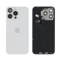 Genuine iPhone 15 Pro Max - Back Glass With Wireless NFC Charging MagSafe Magnet & Flashlight Flex - White - Reclaimed
