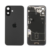 For iPhone 16 Plus - Back Glass With Wireless NFC Charging MagSafe Magnet & Flashlight Flex - Black - Reclaimed
