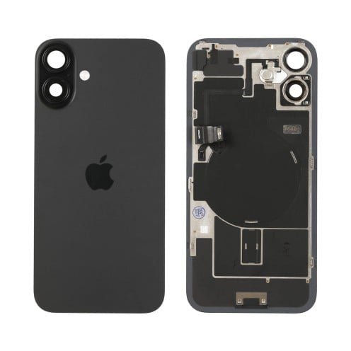 For iPhone 16 Plus - Back Glass With Wireless NFC Charging MagSafe Magnet & Flashlight Flex - Black - Reclaimed