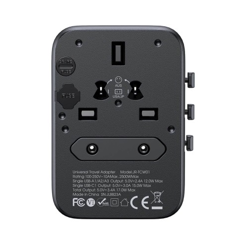 Joyroom - JR-TCW01 - Travel Adapter Universal 17W UK/EU/US/JP/AU/CN - Black