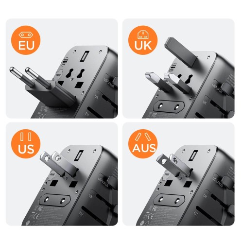 Joyroom - JR-TCW01 - Travel Adapter Universal 17W UK/EU/US/JP/AU/CN - Black