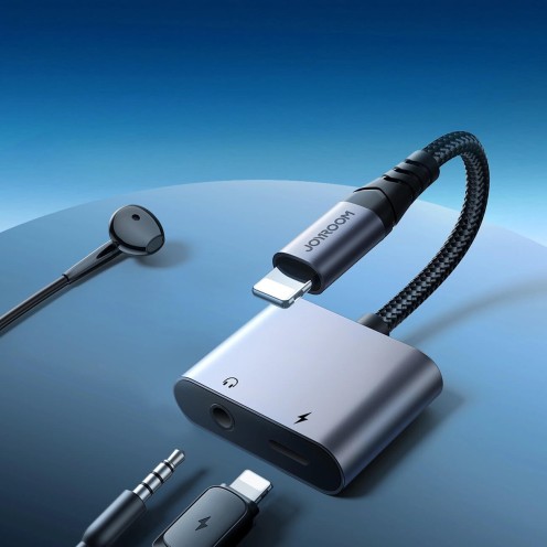 Joyroom - SY-L01 - Headphone Lightning to Lightning & Jack 3.5mm DAC 2in1 Adapter - Black