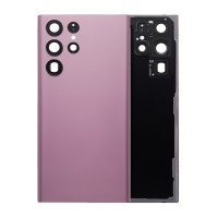 For Samsung Galaxy S22 Ultra - SM-S908 - Back Cover Glass With Camera Lens - No Logo - Burgandy
