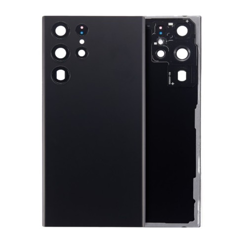 For Samsung Galaxy S22 Ultra - SM-S908 - Back Cover Glass With Camera Lens - No Logo - Phantom Black