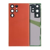 For Samsung Galaxy S22 Ultra - SM-S908 - Back Cover Glass With Camera Lens - No Logo - Red