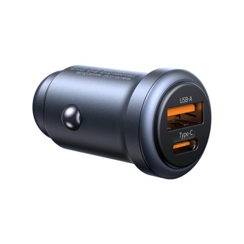 USAMS - 30W USB-A & USB-C Aluminum Alloy Car Charger - CC322 - Grey