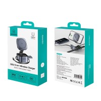 USAMS - 3-in-1 Qi2.0 Wireless Charger - Magnetic Charging Stand - CD257 - Grey