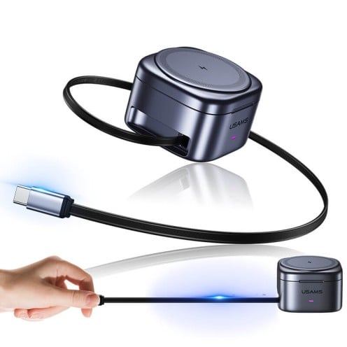 USAMS - 3-in-1 Qi2.0 Wireless Charger - Magnetic Charging Stand - CD257 - Grey USAMS - 3-in-1 Qi2.0 Wireless Charger - Magnetic Charging Stand - CD257 - Grey
