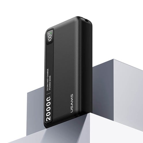 USAMS - CD Series - 22.5W Fast Charging Power Bank - 20000mAh - CD265 - Black