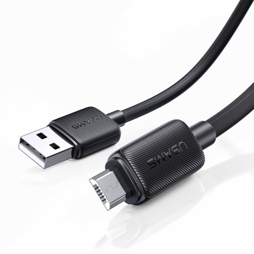 USAMS - KY Series - Micro USB to USB - Striped Charging & Data Cable 1m - US-SJ690 - Black