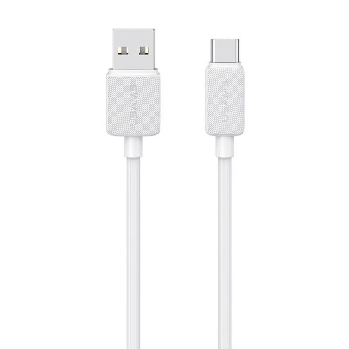 USAMS - KY Series - Type-C to USB - 3A Striped Charging & Data Cable 2m - US-SJ693 - White USAMS - KY Series - Type-C to USB - 3A Striped Charging & Data Cable 2m - US-SJ693 - White
