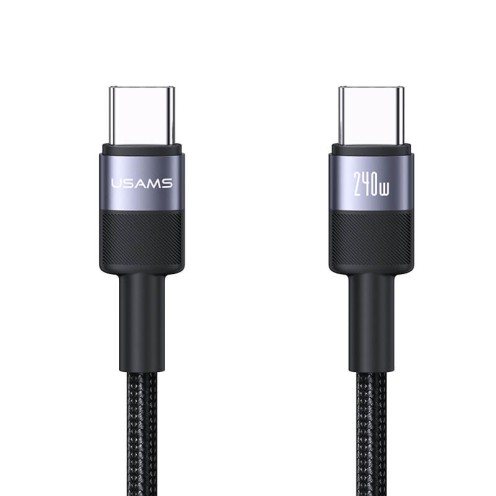 USAMS - SY Series - Type-C to Type-C - 240W Aluminium Alloy Charging & Data Cable 1.2m - SJ727 - Grey