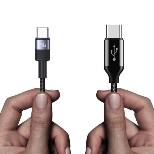 USAMS - SY Series - Type-C to Type-C - 240W Aluminium Alloy Charging & Data Cable 1.2m - SJ727 - Grey
