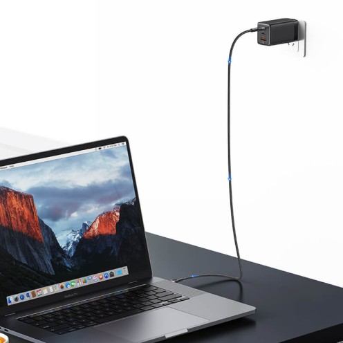 USAMS - SY Series - Type-C to Type-C - 240W Aluminium Alloy Charging & Data Cable 1.2m - SJ727 - Grey