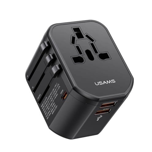 USAMS - T59 Series - 20W Dual USB & Type-C Universal Travel Charger (UK / EU / US / AU) - US-CC179 - Black USAMS - T59 Series - 20W Dual USB & Type-C Universal Travel Charger (UK / EU / US / AU) - US-CC179 - Black