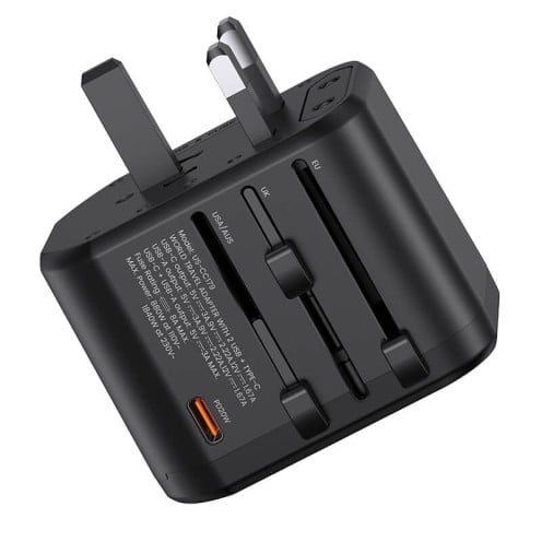 USAMS - T59 Series - 20W Dual USB & Type-C Universal Travel Charger (UK / EU / US / AU) - US-CC179 - Black USAMS - T59 Series - 20W Dual USB & Type-C Universal Travel Charger (UK / EU / US / AU) - US-CC179 - Black