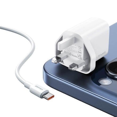 USAMS - T65 Series - 20W USB-C Fast Charger (PD / PPS) - CC227 - UK Plug - White