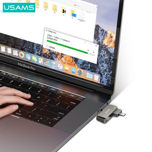 USAMS - Rotatable High Speed Flash Drive - Type-C + USB 3.0 - 64GB - US-ZB200 - Iron Grey USAMS - Rotatable High Speed Flash Drive - Type-C + USB 3.0 - 64GB - US-ZB200 - Iron Grey