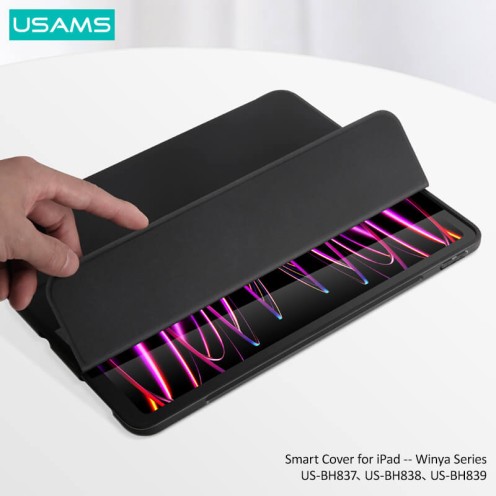 USAMS - Winya Series - Smart Cover for iPad 10 / iPad 11 - 10.9-inch - Auto Sleep Wake - US-BH838 - Black USAMS - Winya Series - Smart Cover for iPad 10 / iPad 11 - 10.9-inch - Auto Sleep Wake - US-BH838 - Black