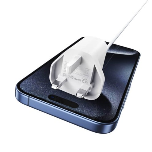 USAMS - Yi Series - PD20W Fast Charger Kit - USB-C Charger + USB-C to USB-C - 60W 1m Cable Included - CC227 + SJ711 - UK Plug - 1m - White USAMS - Yi Series - PD20W Fast Charger Kit - USB-C Charger + USB-C to USB-C - 60W 1m Cable Included - CC227 + SJ711 - UK Plug - 1m - White