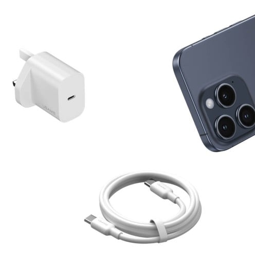 USAMS - Yi Series - PD20W Fast Charger Kit - USB-C Charger + USB-C to USB-C - 60W 1m Cable Included - CC227 + SJ711 - UK Plug - 1m - White USAMS - Yi Series - PD20W Fast Charger Kit - USB-C Charger + USB-C to USB-C - 60W 1m Cable Included - CC227 + SJ711 - UK Plug - 1m - White