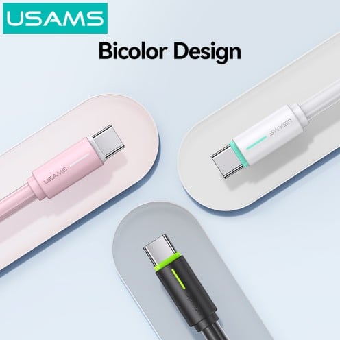 USAMS - YR Series - Type-C to Type-C - 60W Bicolour Charging & Data Cable 1m - SJ734 - White