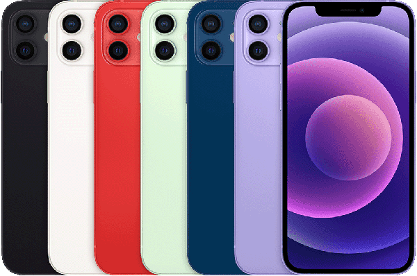 iPhone 12 in Black, White, Red, Green, Blue and Purple