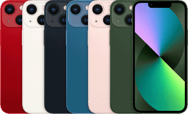iPhone 13 mini in Red, Starlight, Midnight, Blue, Pink and Green