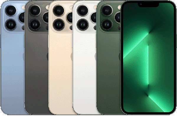 iPhone 13 Pro in Graphite, Gold, Silver, Sierra Blue and Alpine Green