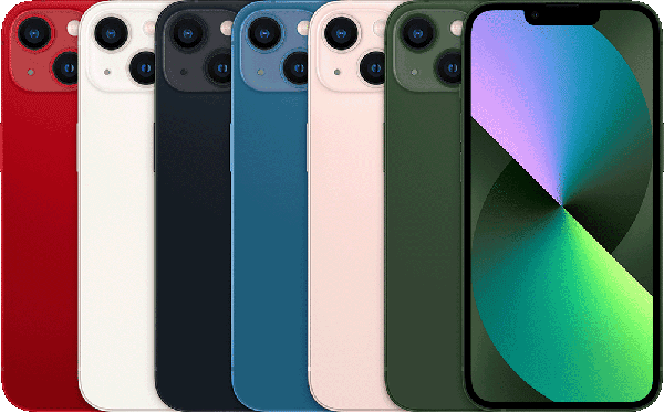 iPhone 13 in Red, Starlight, Midnight, Blue, Pink and Green